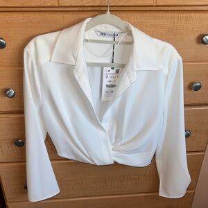 Zara Cream Blouse with Twist Front